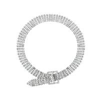 Zinc Alloy Choker Necklace, forgyldt, for kvinde & med rhinestone, sølv, Solgt Per Ca. 16.1 inch Strand