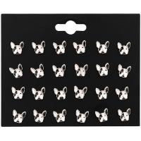 lega in zinco Stud orecchino Set, Cane, placcato, 12 pezzi & per la donna & smalto, bianco e nero, assenza di nichel,piombo&cadmio, 9mm, 12/set, Venduto da set