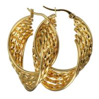 Rostfritt stål spaken bakåt Earring, ROSTFRITT STÅL, för kvinna, guld, 31x40mm, 5Pairs/Lot, Säljs av Lot