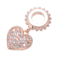 Messing hjerte Vedhæng, Heart, forgyldt, Micro Pave cubic zirconia, flere farver til valg, nikkel, bly & cadmium fri, 17*8mm, Hole:Ca. 3.8mm, 5pc'er/Lot, Solgt af Lot