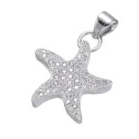 Terningformet Zirkon Micro Pave Messing vedhæng, Starfish, forgyldt, Micro Pave cubic zirconia, flere farver til valg, nikkel, bly & cadmium fri, 19*18mm, Hole:Ca. 3.6mm, 5pc'er/Lot, Solgt af Lot