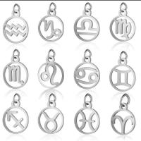 Titanium Steel Pendants Zodiac symbols jewelry original color Approx 3mm Sold By Bag