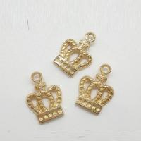 Zinc Alloy Crown riipukset, Sinkkiseos, Kruunu, kullan väri kullattu, ontto, nikkeli, lyijy ja kadmium vapaa, 15x10x1.20mm, Reikä:N. 2mm, 100PC/laukku, Myymät laukku