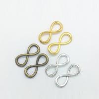 Zinco-Alloy-Connettore, lega in zinco, Infinito, placcato, 1/1 anello del connettore, nessuno, assenza di nichel,piombo&cadmio, 32x13x2mm, Foro:Appross. 6mm, 100PC/borsa, Venduto da borsa