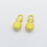 Zinco liga frutos pendentes de forma, liga de zinco, Abacaxi, cromado de cor dourada, níquel, chumbo e cádmio livre, 13x6x4mm, Buraco:Aprox 2mm, 100PCs/Bag, vendido por Bag