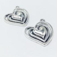 Pendentifs coeur en alliage de zinc, Plaqué de couleur d'argent, creux, protéger l'environnement, sans nickel, plomb et cadmium, 29x24x4mm, Trou:Environ 2mm, 100PC/sac, Vendu par sac