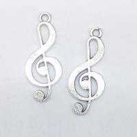 Zinc Alloy Hollow Pendler, Music Note, antik sølv farve forgyldt, hule, nikkel, bly & cadmium fri, 39x16x2mm, Hole:Ca. 2mm, 100pc'er/Bag, Solgt af Bag