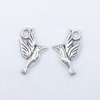 Pendentifs animaux en alliage de zinc, oiseau, Plaqué de couleur d'argent, protéger l'environnement, sans nickel, plomb et cadmium, 21x12x3.80mm, Trou:Environ 2mm, 100PC/sac, Vendu par sac