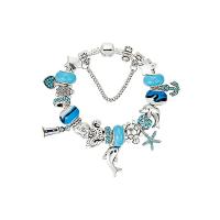 Sinc Alloy European Bracelet, le Gemstone & Rhinestone, cóimhiotal since clasp maighnéadach, plátáilte, fhad éagsúla do rogha & rhinestone réiteodh micrea & do bhean, gorm, Díolta De réir Snáithe