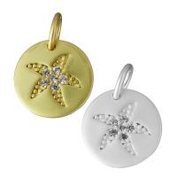 Cubic Zirconia Micro Pave Brass Pendant Flat Round plated micro pave cubic zirconia nickel lead & cadmium free Approx 3.5mm Sold By Lot