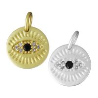 Cubic Zirconia Micro Pave Brass Pendant Flat Round plated micro pave cubic zirconia nickel lead & cadmium free Approx 3.5mm Sold By Lot