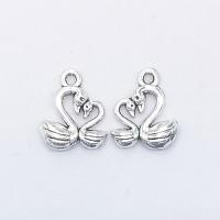 Colgantes Animales de Aleación de Zinc, Cisne, chapado en color de plata antigua, libre de níquel, plomo & cadmio, 15x13x3mm, agujero:aproximado 1mm, 100PCs/Bolsa, Vendido por Bolsa