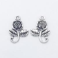 Sinc Alloy Flower Pendants, dath airgid antique plátáilte, nicil, luaidhe & caidmiam saor in aisce, 21x15x4mm, Poll:Thart 1mm, 100ríomhairí pearsanta/Mála, Díolta De réir Mála