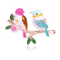 Broches en alliage de zinc, oiseau, Placage de couleur d'or, pour femme & émail, protéger l'environnement, sans nickel, plomb et cadmium, 34*46mm, Vendu par PC