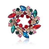 Zinc Alloy Brocher, Flower, guldfarve belagt, for kvinde & med rhinestone, nikkel, bly & cadmium fri, 53*53mm, Solgt af PC