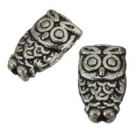 Zink Alloy Animal Pärlor, Owl, silver, nickel, bly och kadmium gratis, 6x9.50x3mm, Hål:Ca 1mm, 100PC/Lot, Säljs av Lot