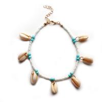 Seedbead anklet, med Shell & Zinc Alloy, forgyldt, mode smykker & for kvinde, Solgt Per Ca. 8.2 inch Strand