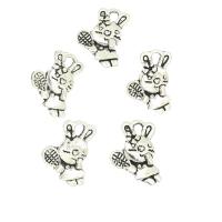 Pendentifs animaux en alliage de zinc, lapin, Plaqué de couleur d'argent, protéger l'environnement, sans nickel, plomb et cadmium, 11x15x3mm, Trou:Environ 3mm, Environ 1250PC/sac, Vendu par sac