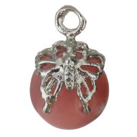 Bijoux pendentifs en laiton, avec pierrecaillou, Placage de couleur argentée, rose, protéger l'environnement, sans nickel, plomb et cadmium, 10x15x12mm, Trou:Environ 2mm, 10PC/lot, Vendu par lot