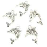 Zink Alloy Animal Hängen, Dolphin, antik silver pläterad, nickel, bly och kadmium gratis, 24x31x4mm, Hål:Ca 2mm, Ca 330PC/Bag, Säljs av Bag