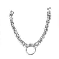 Zinc Alloy choker Ketting, met 5cm extender keten, platinum plated, Dubbele laag & ovale keten & voor vrouw & met strass, nikkel, lood en cadmium vrij, Per verkocht Ca 12.59 inch Strand