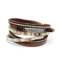 PU cavo bracciali, with lega in zinco, gioielli di moda & per la donna & con strass, nessuno, 20x380mm, Venduto da filo