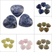 Gemstone Cabochons, Ædelsten, Heart, forskellige materialer til valg, 30x30x15mm, 5pc'er/Bag, Solgt af Bag