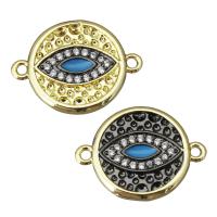 Brass Jewelry Connector Flat Round plated micro pave cubic zirconia & 1/1 loop nickel lead & cadmium free Approx 1.5mm Sold By Lot