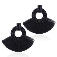 Zinc Alloy Tassel Earring, met Caddice, voor vrouw, meer kleuren voor de keuze, nikkel, lood en cadmium vrij, 60*80mm, Verkocht door pair