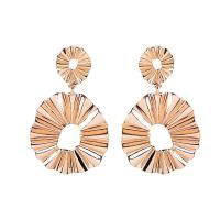 Pendientes de Aleación de Zinc, chapado en color dorado, para mujer, libre de níquel, plomo & cadmio, 75*43mm, Vendido por Par