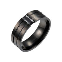 Rozsdamentes acél Finger Ring, Stainless Steel, galvanizált, divat ékszerek & különböző méretű a választás & az ember, fekete, 8x2mm, Által értékesített PC