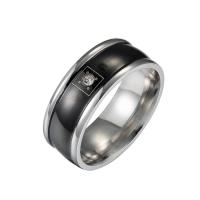 Anillo de dedo acero inoxidable del Rhinestone, acero inoxidable 316L, chapado, Joyería & diverso tamaño para la opción & para hombre & con diamantes de imitación, Negro, 8x2mm, Vendido por UD