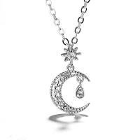 Kubieke Zircon Micro effenen Sterling zilveren ketting, 925 sterling zilver, geplatineerd, micro pave zirconia & voor vrouw, 40cm+5cmuff0c1.2mm, Verkocht door Strand