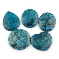 Ripple Gemstone Riipus, Nuggets, turkoosinsininen, 48x48x6-39x49x6mm, Reikä:N. 1.5mm, 5PC/laukku, Myymät laukku