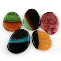 Pendentif Agate dentelle, agate lace, pepite, multicolore, 43x39x6-33x41x6mm, Trou:Environ 1.5mm, 5PC/sac, Vendu par sac