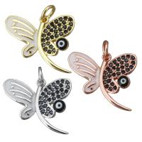 ottone pendente, placcato, modello malocchio & Micro spianare cubic zirconia & smalto, nessuno, assenza di nichel,piombo&cadmio, 18x16x3mm, Foro:Appross. 3.5mm, 10PC/lotto, Venduto da lotto