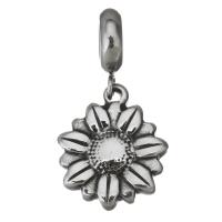 Pendentifs European en acier inoxydable, fleur, Vintage, couleur originale, 28mm,15x18x3mm, Trou:Environ 5mm, 10PC/lot, Vendu par lot