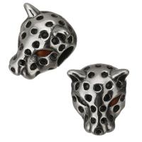 Perline in acciaio inox, Leopardo, Vintage, colore originale, 11x14x10mm, Foro:Appross. 4.5mm, 10PC/lotto, Venduto da lotto