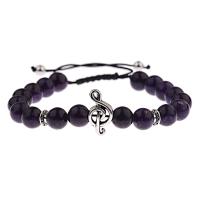 Amethyst Armband, mit Nylonschnur & Zinklegierung, Musiknote, Einstellbar & unisex, violett, 8mm, Länge 6.5-9.8 ZollInch, verkauft von PC