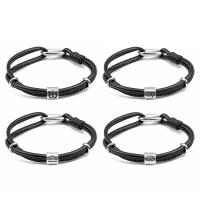 PU Schnur Armbänder, PU Leder, mit Edelstahl, unisex & verschiedene Stile für Wahl, schwarz, Länge 8 ZollInch, verkauft von PC