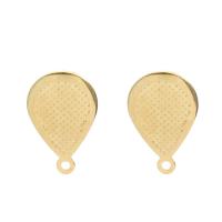 Roestvrij staal oorbel component, met lus, gouden, 12x18x1mm, Gat:Ca 1.3mm, 100pC's/Bag, Verkocht door Bag