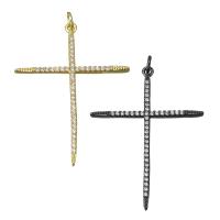 Brass Cross Pendants plated micro pave cubic zirconia nickel lead & cadmium free Approx 3mm Sold By Lot