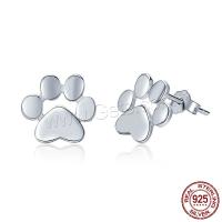 Sterling Silver Jewelry orecchino, 925 sterline d'argento, Orma, placcato platino, per la donna, 10x11mm, Venduto da coppia