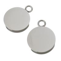 Pendentif en acier inoxydable Cadre, Plat rond, couleur originale, 10x13x2mm, Trou:Environ 2mm, 10PC/lot, Vendu par lot