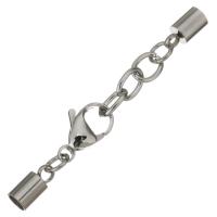 Stainless Steel Cord Porady, Stal nierdzewna, z Zaślepką, oryginalny kolor, 58mm,11x5mm,4mm, 10zestawy/wiele, sprzedane przez wiele