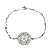 Pulseira  de jóias de aço inox, aço inoxidável, Roda plana, cadeia oval & para mulher & vazio, cor original, 29.5x22mm,2mm, comprimento Aprox 8 inchaltura, 10vertentespraia/Lot, vendido por Lot