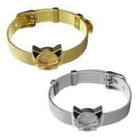 Rustfrit stål smykker Armbånd, Stainless Steel, med Messing, forgyldt, Unisex & mesh kæde, flere farver til valg, 17.5x17mm,10mm, Længde Ca. 8.5 inch, 5Strands/Lot, Solgt af Lot