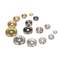 Ijzer Spacer Kralen, Donut, plated, verschillende grootte voor keus & met strass, meer kleuren voor de keuze, nikkel, lood en cadmium vrij, Ca 50pC's/Bag, Verkocht door Bag