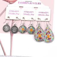 aleación de zinc Aretes, pendiente, chapado, Joyería & para mujer & esmalte, multicolor, libre de níquel, plomo & cadmio, Vendido por Set