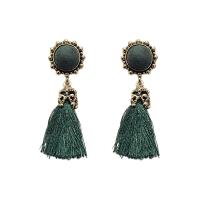 Zinc Alloy Tassel Earring, met Katoen draad, plated, mode sieraden & voor vrouw, meer kleuren voor de keuze, nikkel, lood en cadmium vrij, 55mm, Verkocht door pair